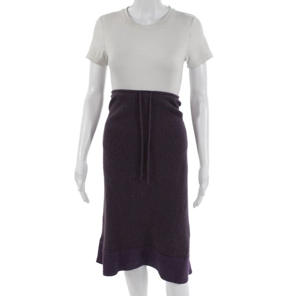 Beyond Threads Womens Pencil Skirt Purple Alpaca Acrylic Knee Size One Size